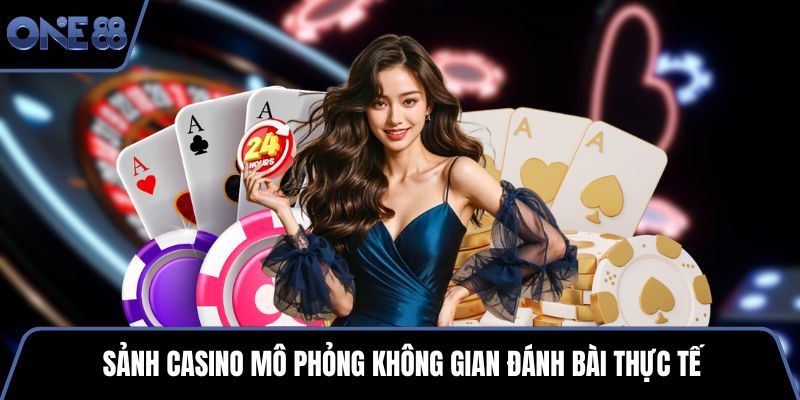 Sảnh Casino mô phỏng không gian đánh bài thực tế
